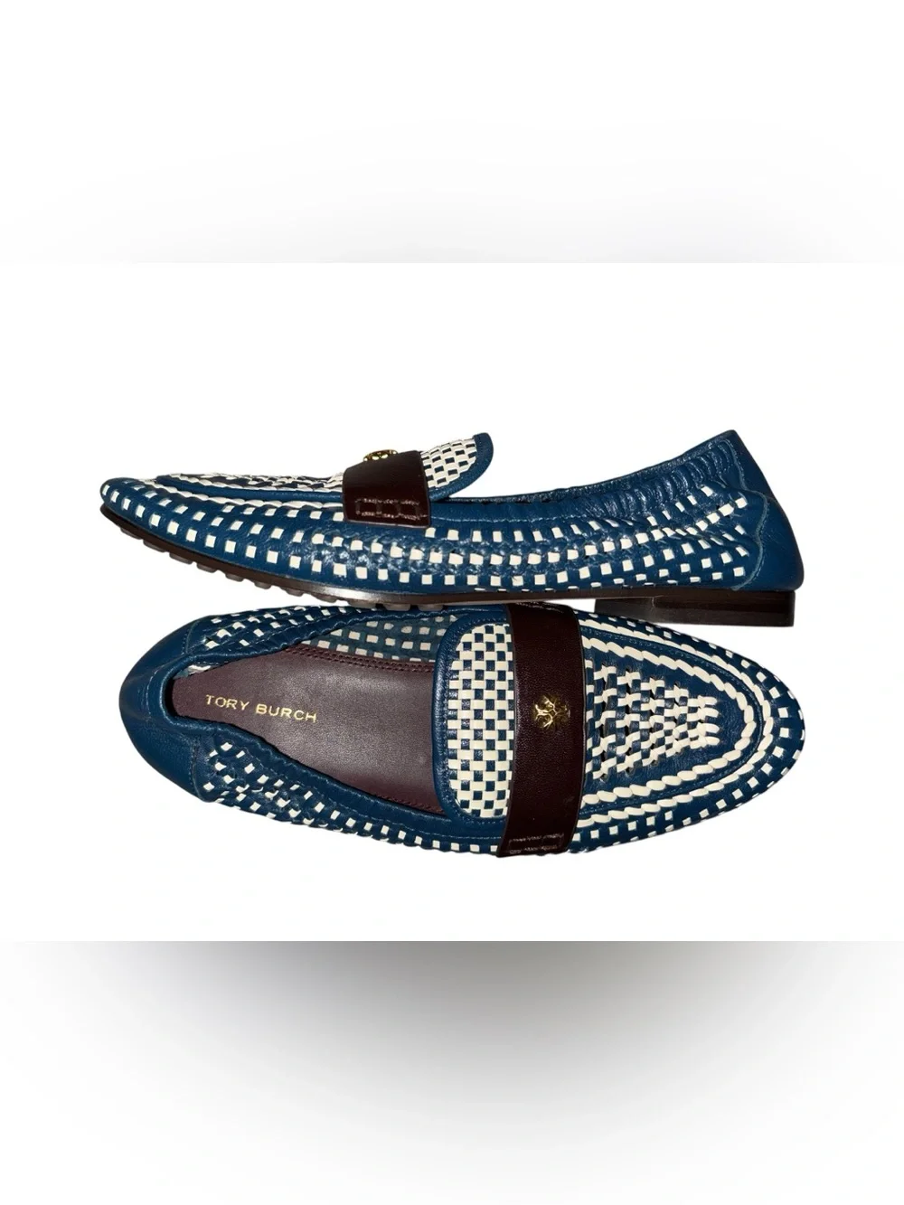 Tory Burch Woven Leather Ballet Loafers